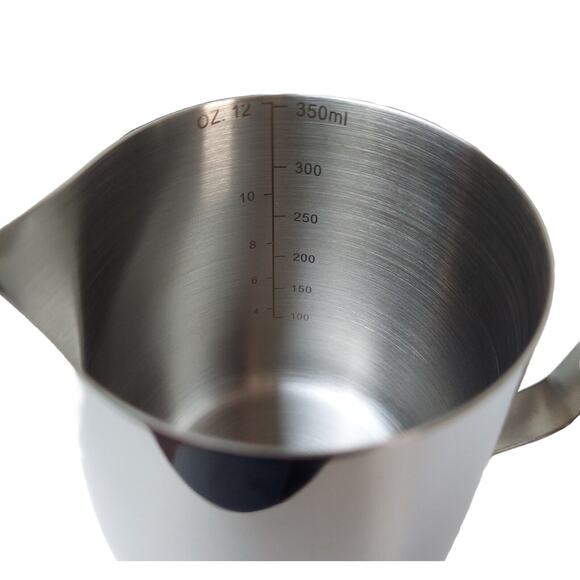 Milk Frothing Pitcher 100% Stainless Steel Latte Art Zo Wie King 12oz 350ml - Picture 3 of 4